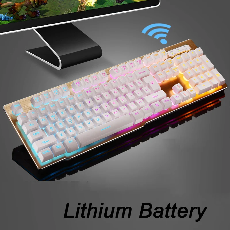 MK500 беспроводная клавиатура перезаряжаемая подсветка игровая зарядка подсветка беспроводная клавиатура панель из сплава подходит для рабочего стола - Цвет: Lithium battery Whit