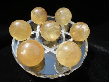

fa88004309132<<<+142gram 7pc natural yellow calcite quartz crystal sphere ball+stand