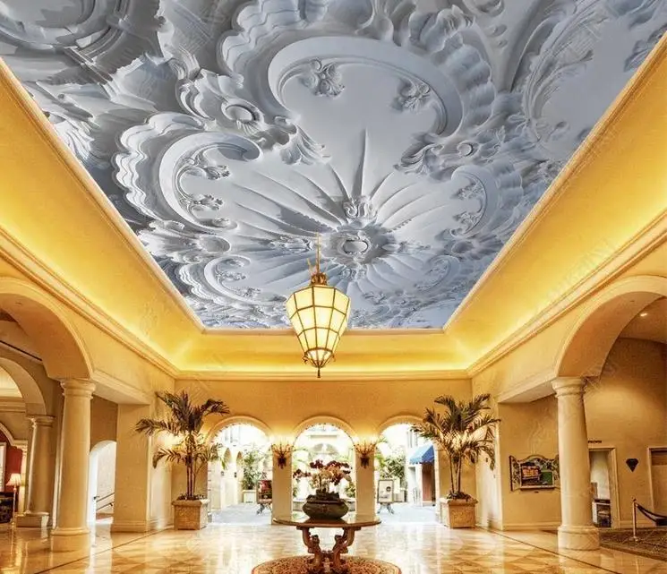 

1805 3D European Relief Printing stretch ceiling film for workshop ceiling decoration