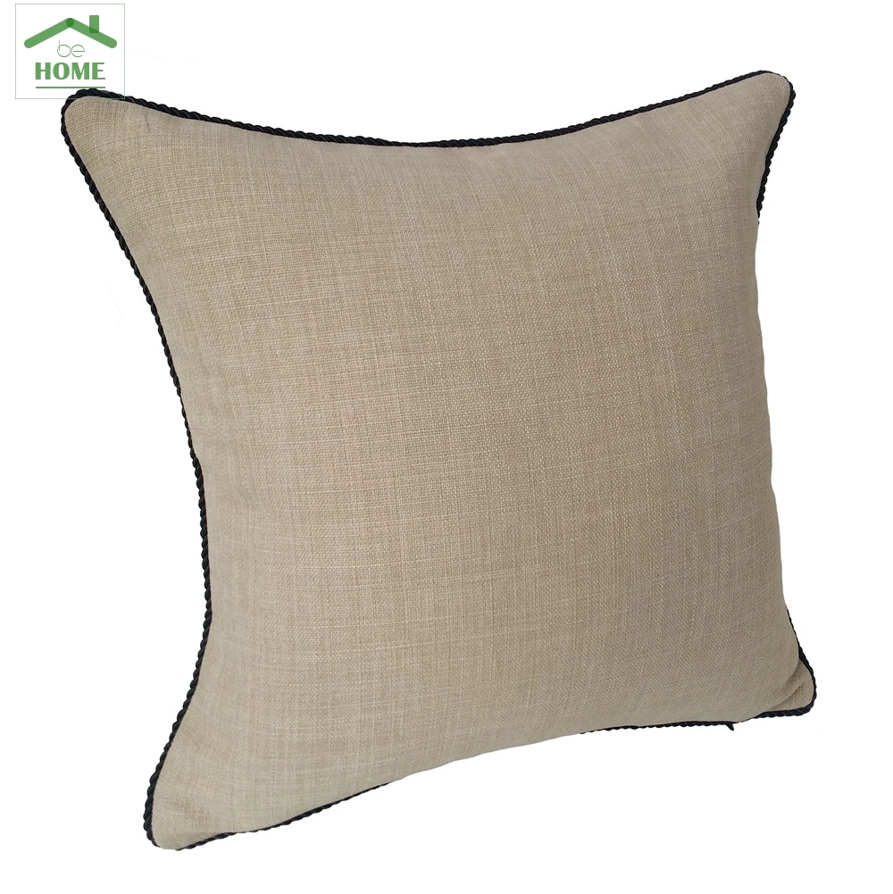 2016 Behome Contemporary Solid Linen like Beige Cushion Cover Solid