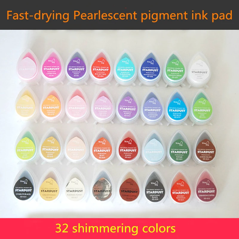 

(10 pcs/lot) Pearlescent pigment ink pad sparklet effect water drop decorating craft inkpad glitter