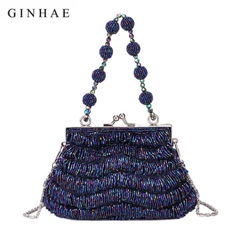 

2019 Fashion Beaded Sequins Women Wedding Evening Bag Ladies Small Clutch Handbags Mini Small Crossbody Bags For Women Purse Sac