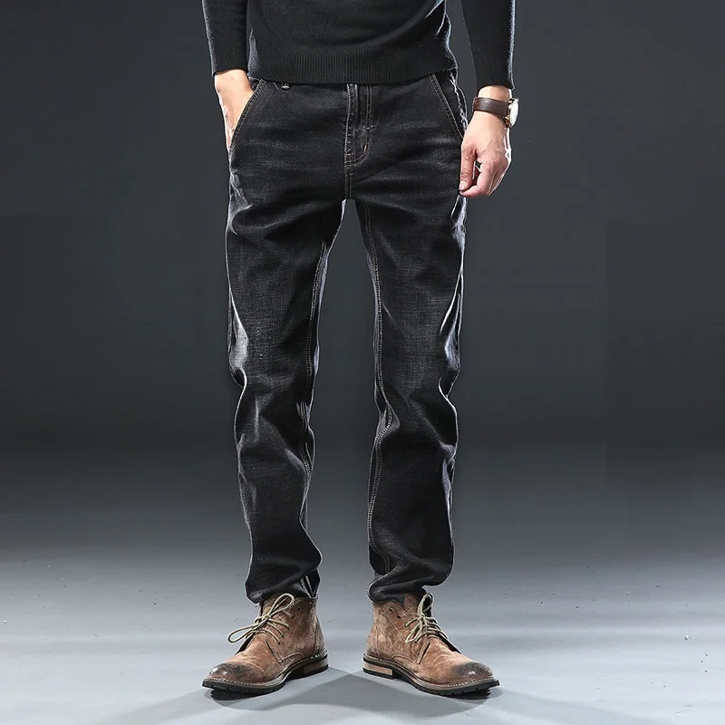Online Mens Regular Fit Jeans Kleidung Plus Männlichen Herbst Elastische Stretch Denim Gerade Bein Klassische Cowboy Hosen Große Größe 40 42 44 46 48