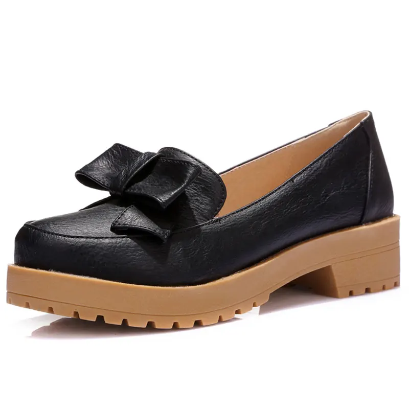 

2016 Ladies' Spring/ Autumn Leisure Med Heel Shoes Women Sweet Bowtie Pumps Causal Solid Shoes For Girls Women Shoes ZT785