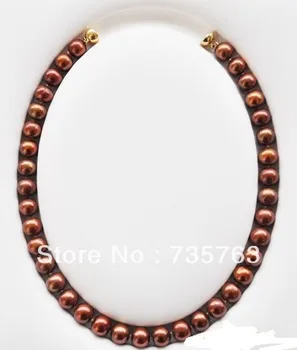 

xiuli 00664 AA++ 17" 12mm ROUND COFFEE FRESHWATER CULTURED PEARL NECKLACE