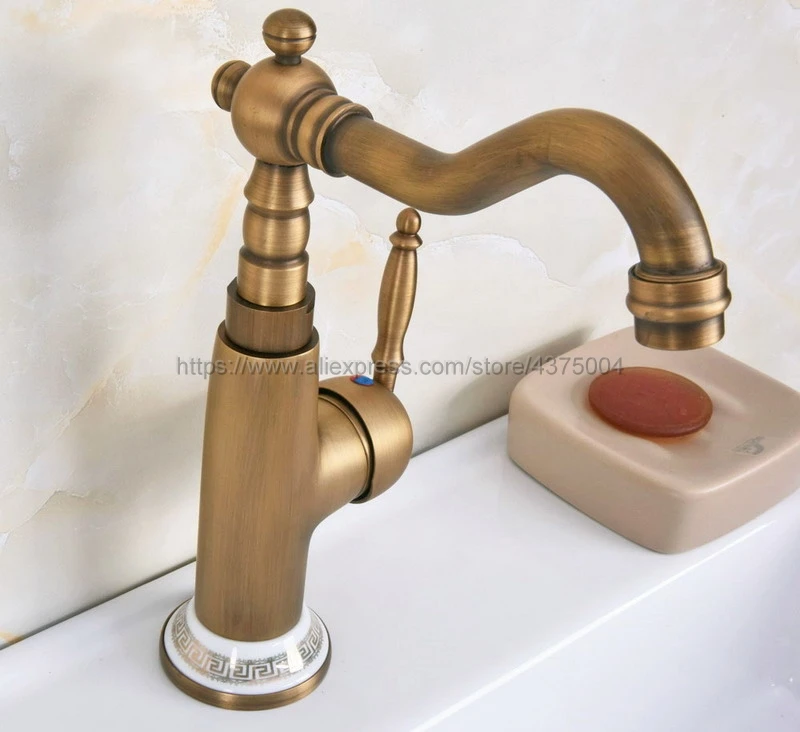 Antique Brass Concise Bathroom Faucet finish Basin Sink Faucet Single Handle water taps Nnf608