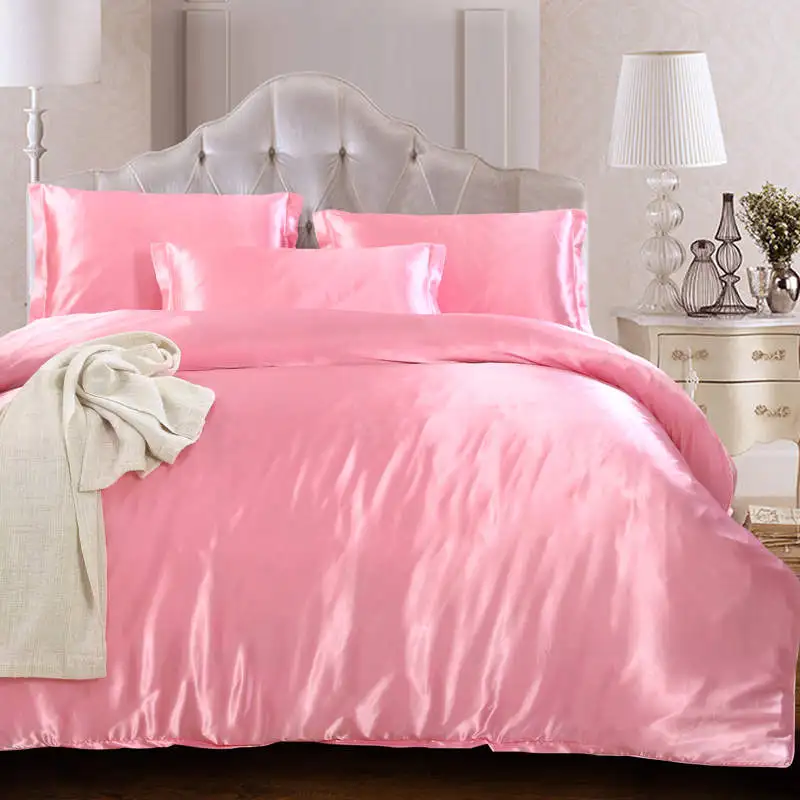 

vivid silk/cotton bedding sets quilt/duvet covers bedclothes 500TC woven bed linens Adult's girl bedroom 4-5 pieces pink colored