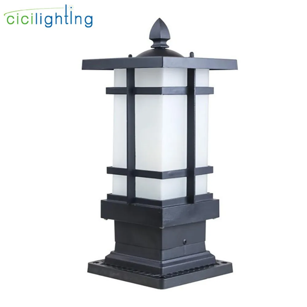 

Matte Black Outdoor Pathway Pillar Lights, LED Lawn Lamp, Waterproof Landscape Walkway E27 Bulb Patio Garden Yard Post Lamp