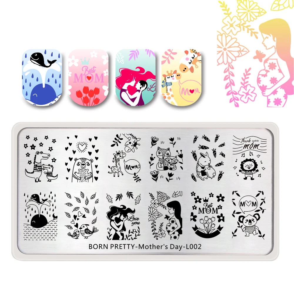 

2 Pcs BORN PRETTY Stamping Template Rectangle Rabbit Nail Art Image Plate 1 Pc Clear Silicone Nail Stamper Nail Tool