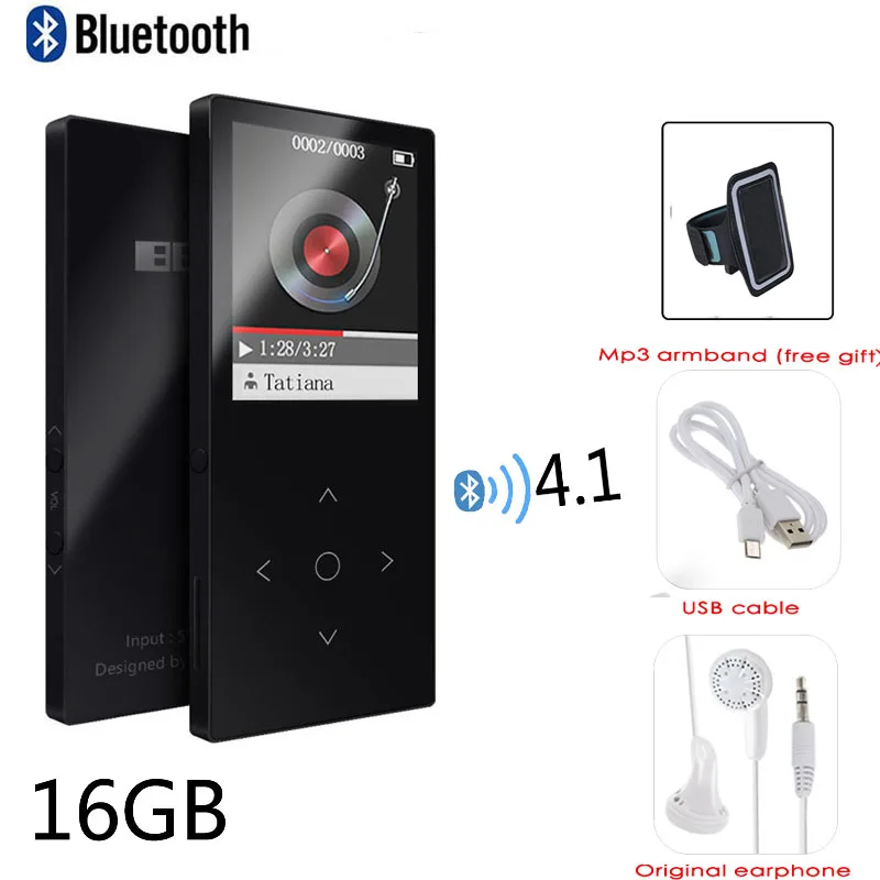 

MP3player with Bluetooth 4.116GB portable lossless sound quality metal music player with FM radio recorder touch button music