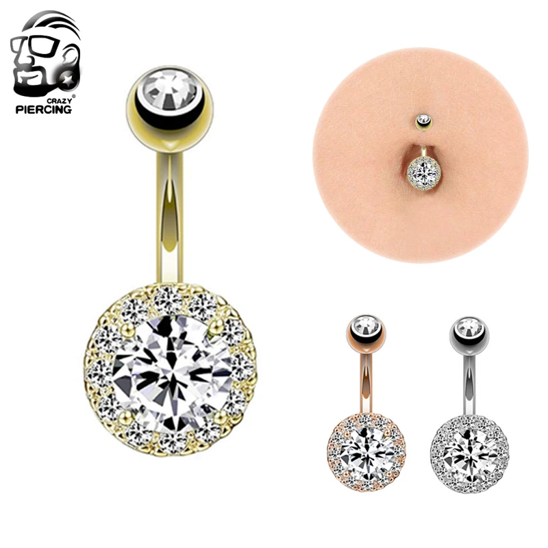 

3 Colors Piercing Navel Ombligo Medical Stainless Steel Natural Opal Ball Belly Button Rings Flower Body Jewelry
