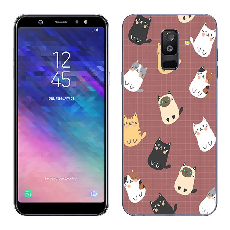 Чехол для телефона Samsung Galaxy A6 + (2018) прозрачные гелевые Чехлы блестящие окрашенные