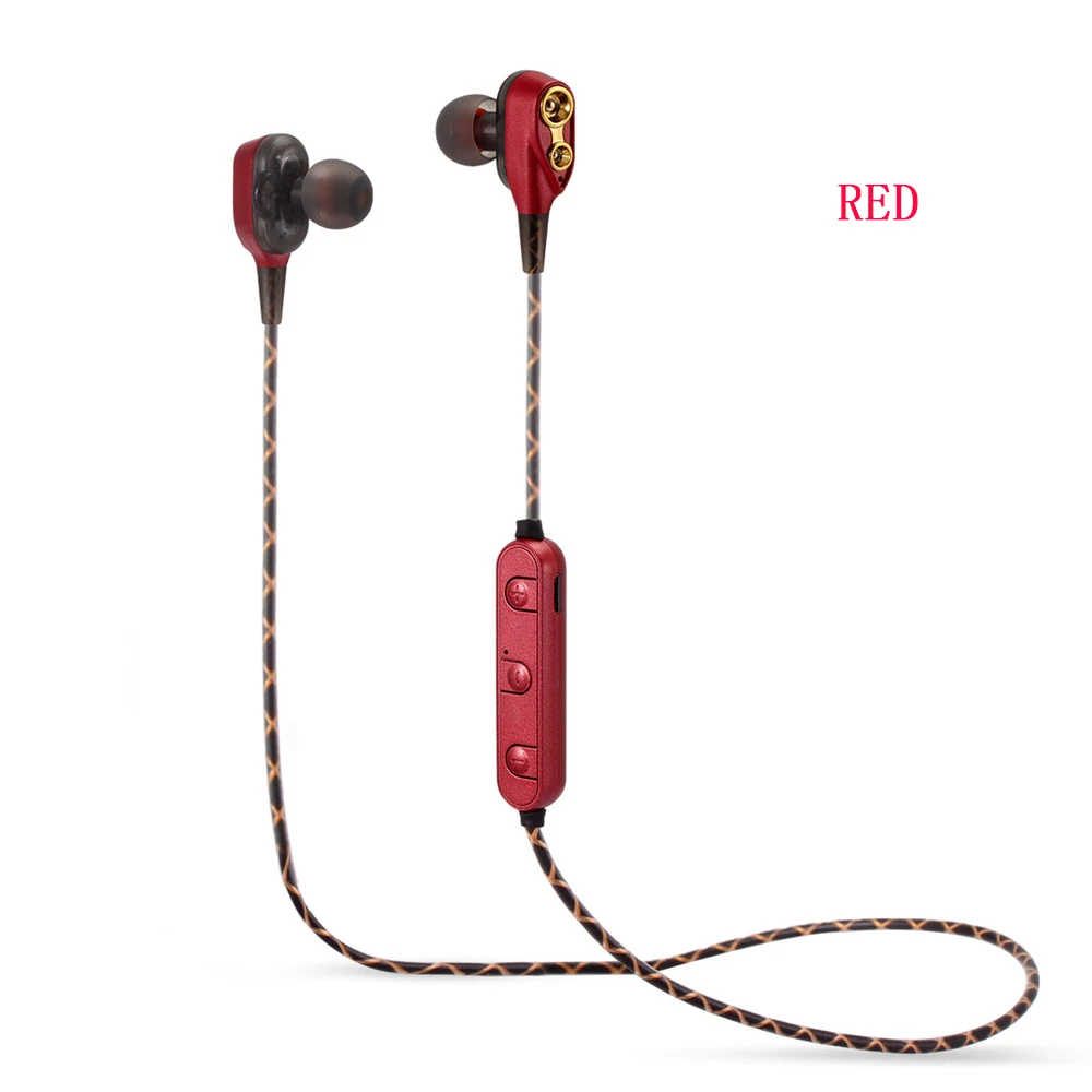 red Двухприводные наушники-вкладыши с басовым сабвуфером, беспроводные Bluetooth наушники для iPhone, huawei, Xiaomi, 3,5 мм, наушники с микрофоном - Цвет: red