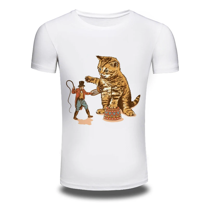 DY 111 Quality font b Mens b font White Cat T font b Shirt b font