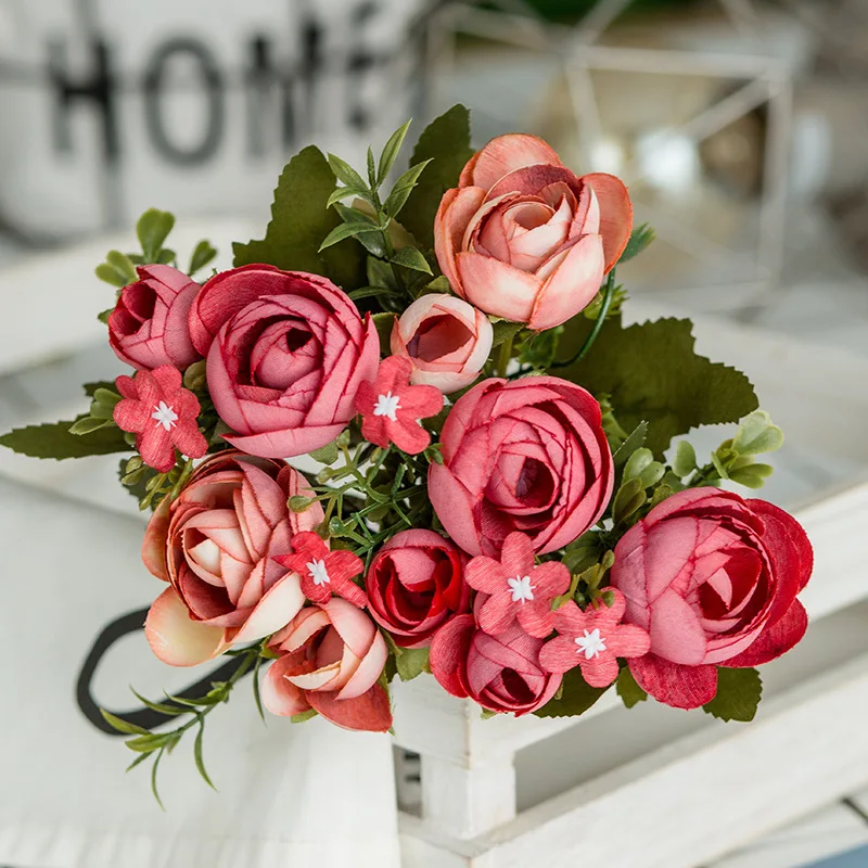 10 головок/1 комплект Искусственный Пион из шелка Букет цветов чайная роза для свадебного украшения дома искусственный цветок жемчужный букет