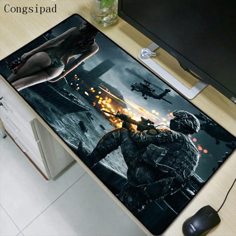 

Congsipad Sexy Cartoon battlefield Large Mouse Pad Mousepad Anti-slip Natural Rubber Gaming Mouse Mat with Locking Edge for CSGO