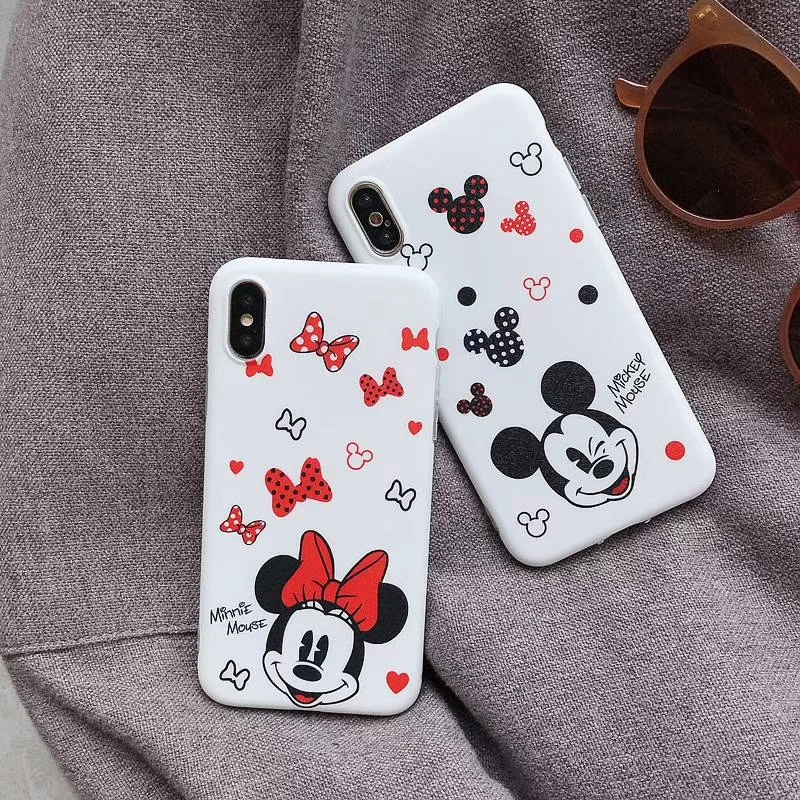 

Minnie Matte Phone Cases for iPhone 8 7 Plus 6 6s X XS Cartoon Mickey Mouse Soft TPU Case For iPhone XR XS MAX Back Cover Fundas