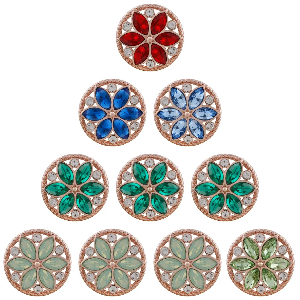 

New Fashion Design Multicolor flower Shape Bright Snap Button Jewelry 18mm Snap Buttons fit Snap Bracelet Bangles For women girl