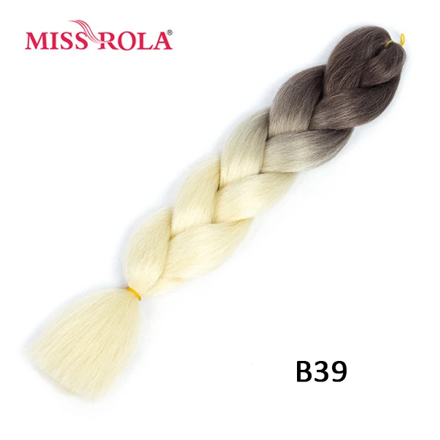 Miss Rola, большие синтетические косы, волосы, 100 г, 24 дюйма, высокотемпературное волокно, Джамбо, волосы для наращивания, Омбре, вязанные крючком, косички - Цвет: B39