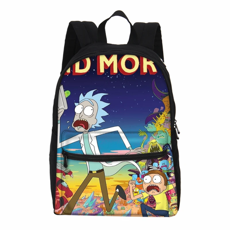 

VEEVANV Canvas Backpacks For Boys Girls School Backpacks Fashion Cartoon Rick And Morty Printing Bag Teenage Bookbag Casual Bag