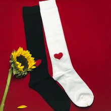 Женские чулки до бедра с сердечками, хлопковые носки выше колена в стиле Лолиты, милые колготки, medias de mujer meia arras