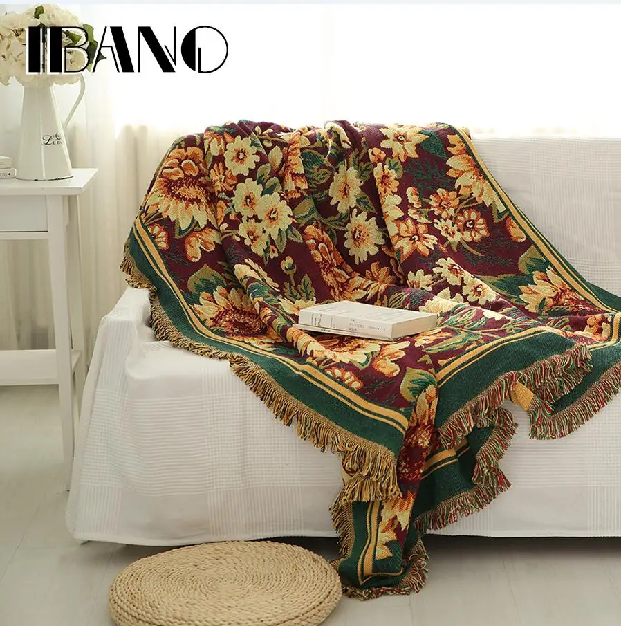 IBANO Хлопковое одеяло, покрывало для дивана, 130x180 см, винтажное хризантемы, Тканое покрывало для домашнего декоративного пола - Цвет: 4