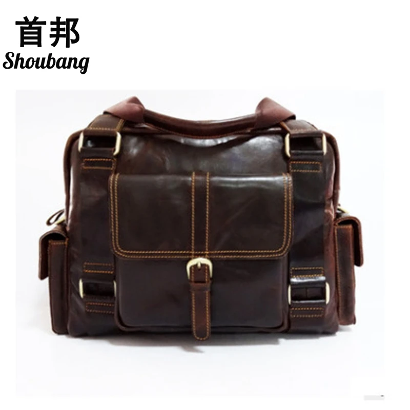 

Vintage Men Handbag Genuine Leathe Men Laptop Business Briefcase Cow Leather Man's Shoulder Messenger Bag