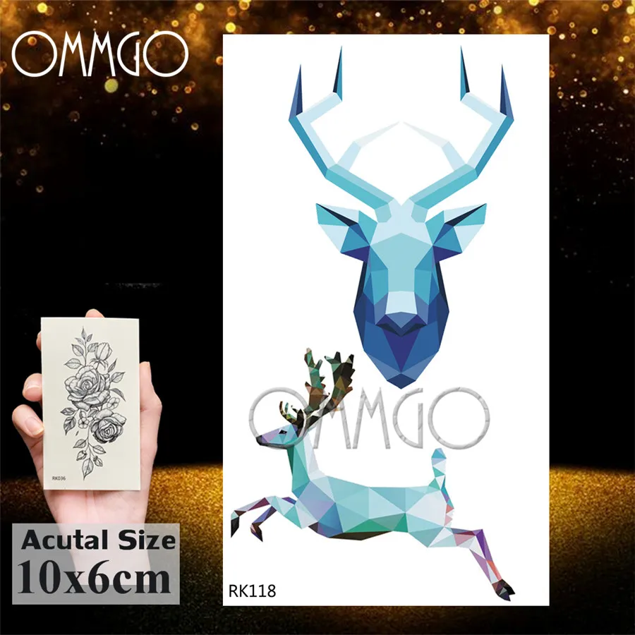 OMMGO Electric Fish Turtle Watercolor Temporary Tattoos Sticker Geometric Dolphin Elk Custom Tattoo Art Arm Fake Tatoos Skull OMMGO Electric Fish Turtle Watercolor Temporary Tattoos Sticker Geometric Dolphin Elk Custom Tattoo Art Arm Fake Tatoos Skull