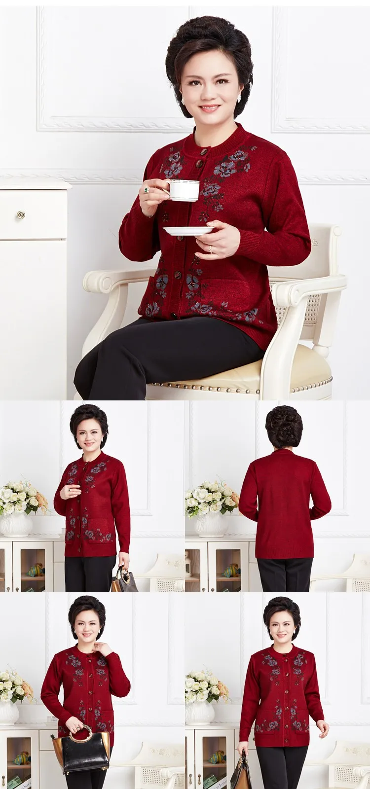 Winter Warm Wool Sweater For Women Pullover Female Printing Flower Knitted Ladies Embroidered Sweaters Pullovers b