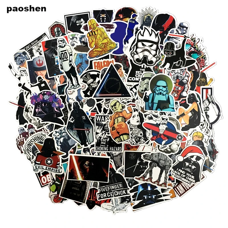 

100 Pcs Star Wars Pvc Waterproof Cartoon Sticker For Luggage Skateboard Phone Laptop Moto Bicycle Wall Guitar Stickkers
