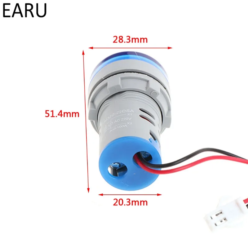22 мм светодиодный цифровой дисплей переменного тока 60-500 В 0-100A амперметр вольтметр напряжение измеритель тока индикатор сигнальный светильник пилот