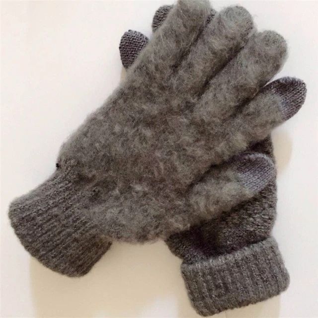 Miya Mona Hot Selling New Women Warm Winter Knitted Full Finger Gloves Mittens Girl Female Solid Woolen Gloves Screen Luvas -