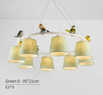 

Colors Birds LED Chandelier with Lampshades E27 Fabric Chandeliers For Living Room Bedroom Hanging Lighting Fixtures MING