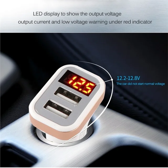 5V USB Car Charger with LED Screen Smart Auto for iPhone 7 Samsung