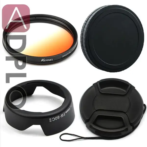 Lens Accessories set!EW-60C II Lens Hood + Lens Cap + Gradual Orange Filters +  Filters Protector Cap