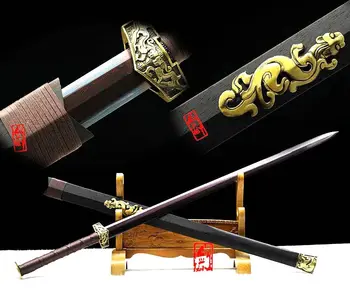 

Handmade Boutique Full Tang Folded Pattern Steel Double edge Sharp Chinese Sword Han Jian