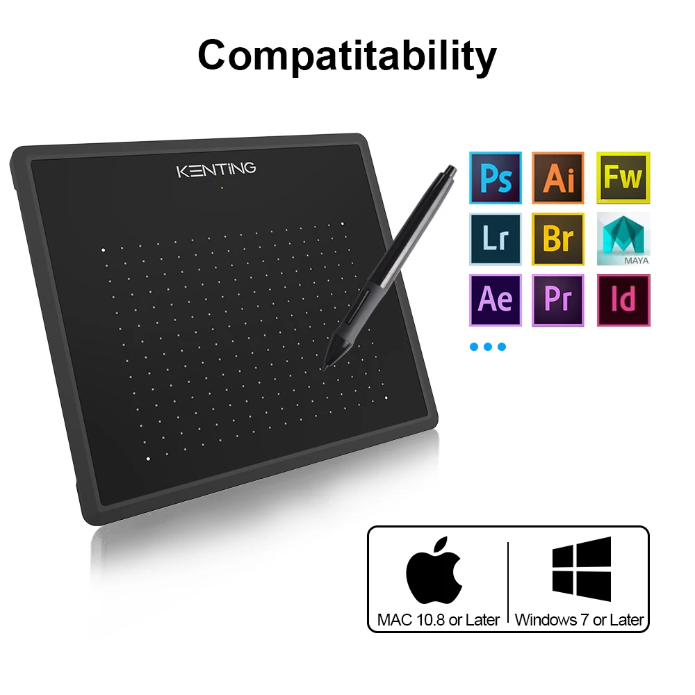 5 Inch Digital Drawing Tablet Micro USB OSU Signature Pad Pen Tablets Kenting K5540 4096 Levels for Beginners with Carrying Bag