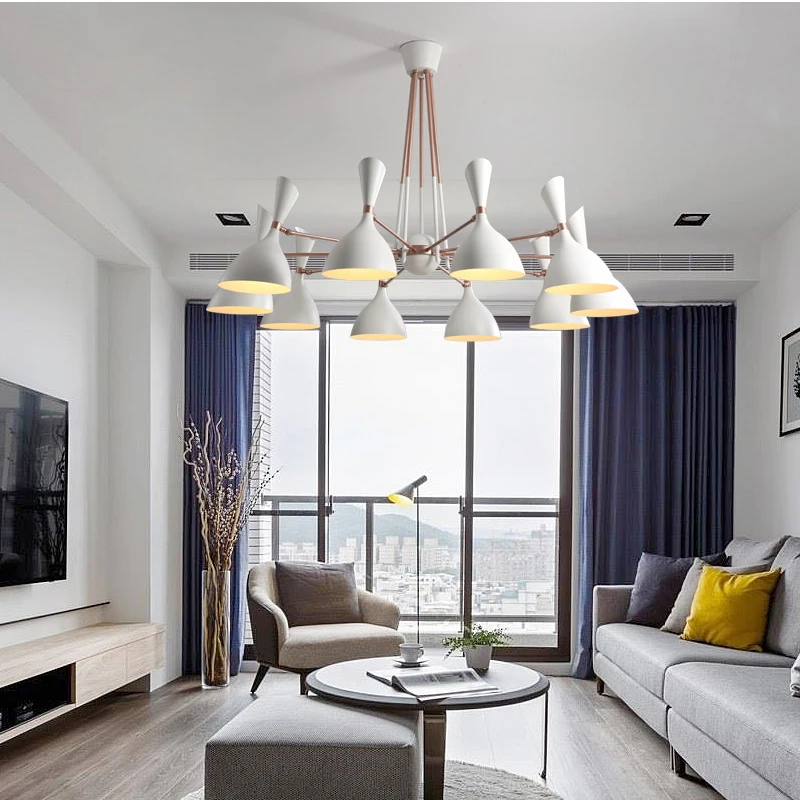

Modern Lustre LED Chandelier Lighting Black Metal Ceiling Chandeliers
