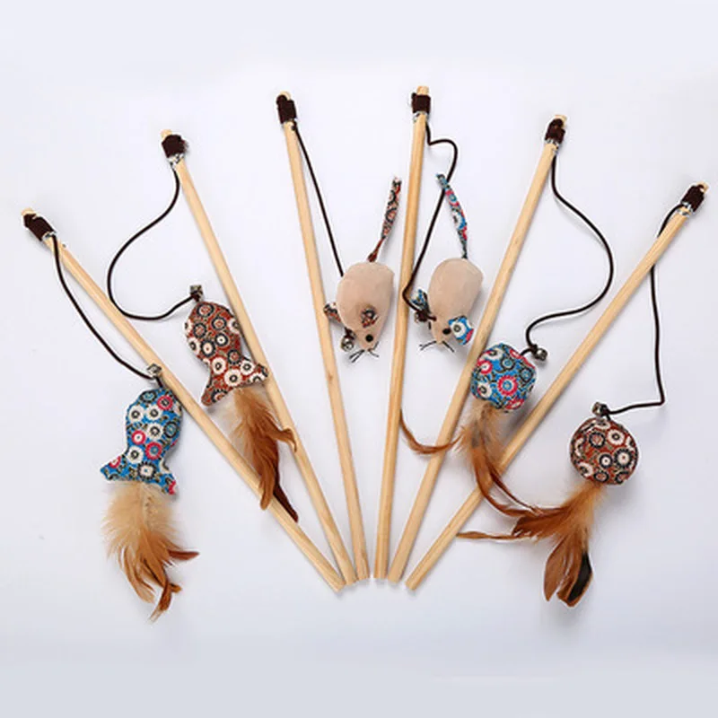 

Cheap Cat Toys interactive With Bells Elastic Rod Has a Funny Cat Mouse Pumpkin Feather Chick Fish Mascotas Cat Supplies
