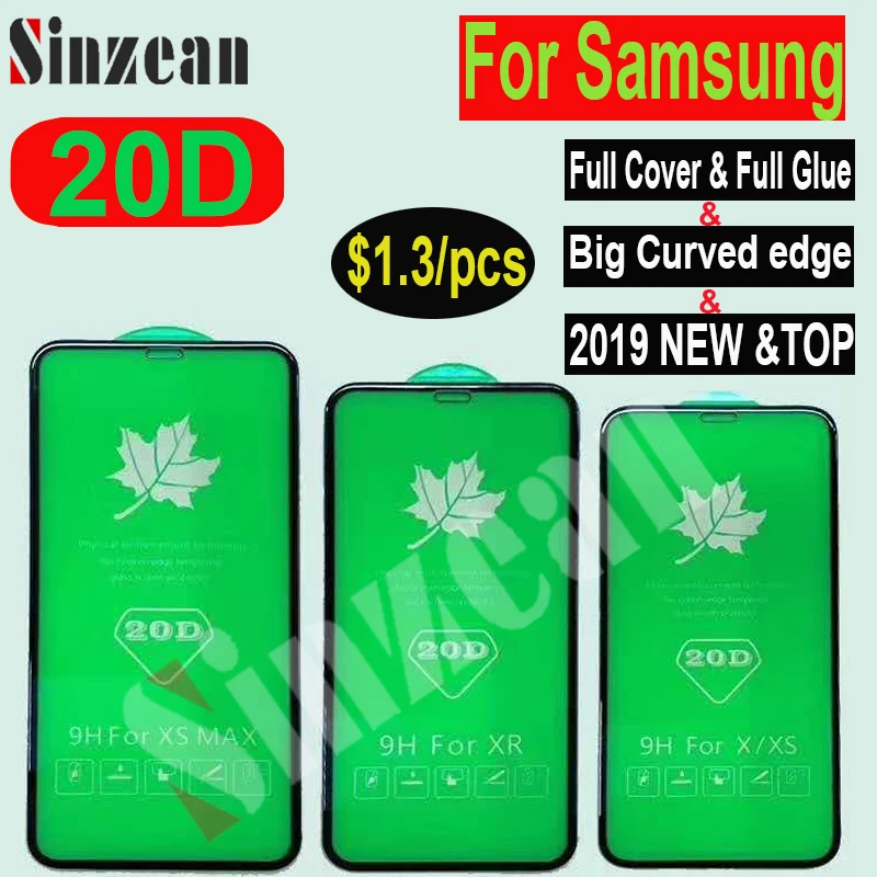 

25pcs For Samsung J4 Plus/J6 2018/A8 Plus 2018/A9 2019/A20E/J600 20D Full Cover Tempered Glass large radian screen protector