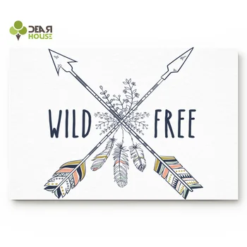 

Dear House Doormat Arrow Feather Bathroom Mat Outside Waterproof Shoes Scraper Entryway Rug Home