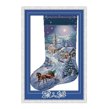 

Joy Sunday cross stitch kit diy Christmas stocking DMC14CT 11CT cotton fabric baby room deco painting gift art factory wholesale