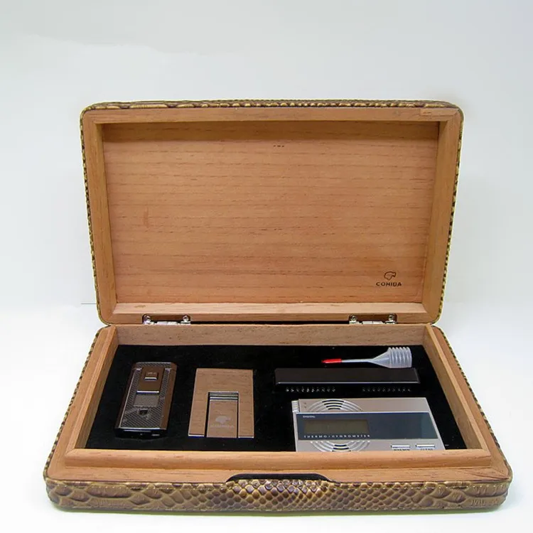 Cohiba cigar lubinski коробка для сигар набор питона Зажигалка увлажняющий бар Влажность стол сигарная полка кедровая сосновая сигарная коробка 6 комплектов