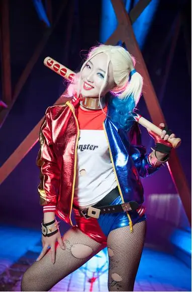 Batman DC Comics Suicide Squad Harley Quinn Costume Outfit Glove Full Set Movie Halloween Cosplay C