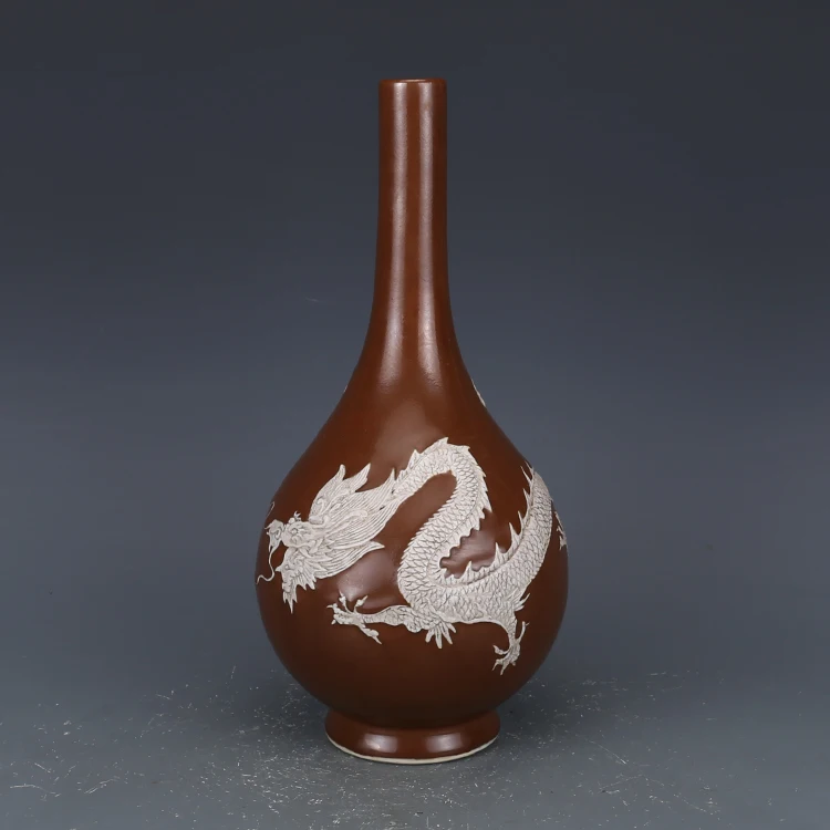 

Antique MingDynasty porcelain vase,Purple dragon bottle,Hand- carving crafts,Decoration,Collection&Adornment,Free Shipping