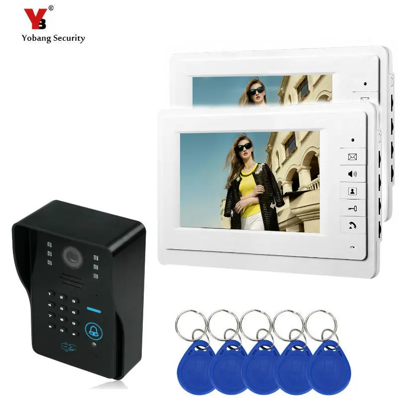 

YobangSecurity 7 inch LCD Monitor Screen Video Intercom Door Phone System + Waterproof RFID Code Keypad Doorbell Camera
