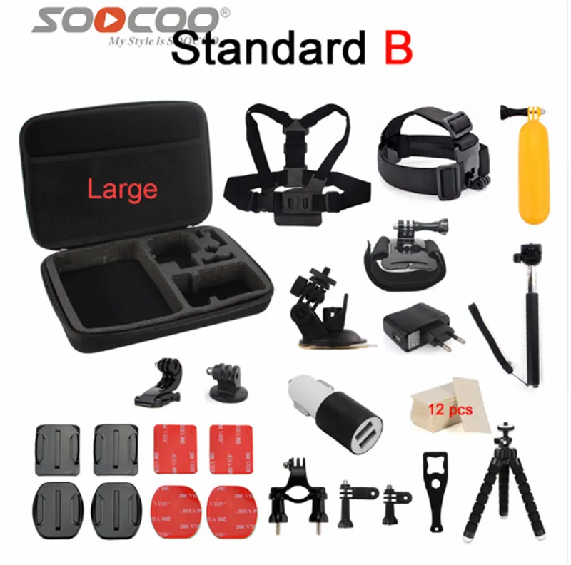 Beste Actie camera Accessoires gaan pro Borst Riem Pols Riem Hoofd Strap Monopod carkit Voor SOOCOO Xiaomi yi Gopro SJCAM EKEN