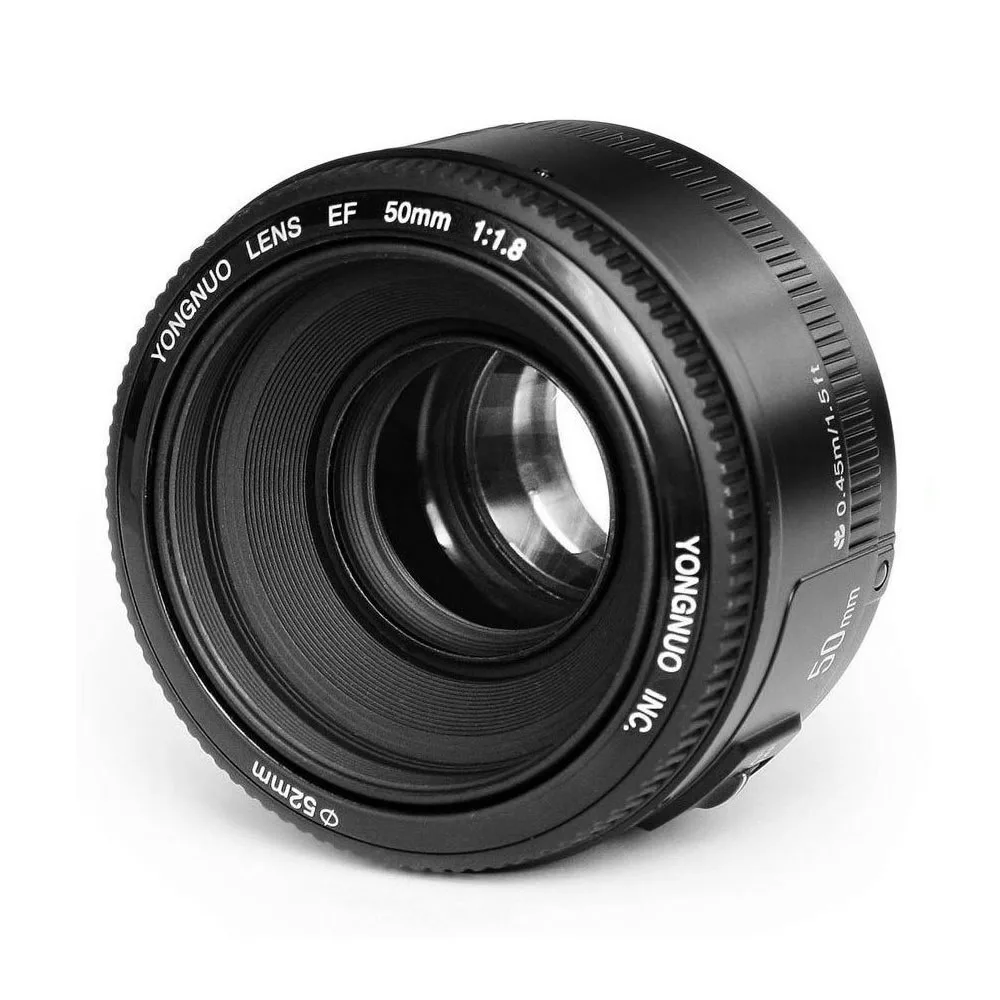 Светодиодная лампа для видеосъемки YONGNUO YN50mm F1.8 стандартное фиксированное фокусное расстояние объектив с фиксированным фокусным расстоянием большой апертурой Автофокус Объектив с фиксированным фокусным расстоянием для Canon EF крепление Rebel DSLR Камера