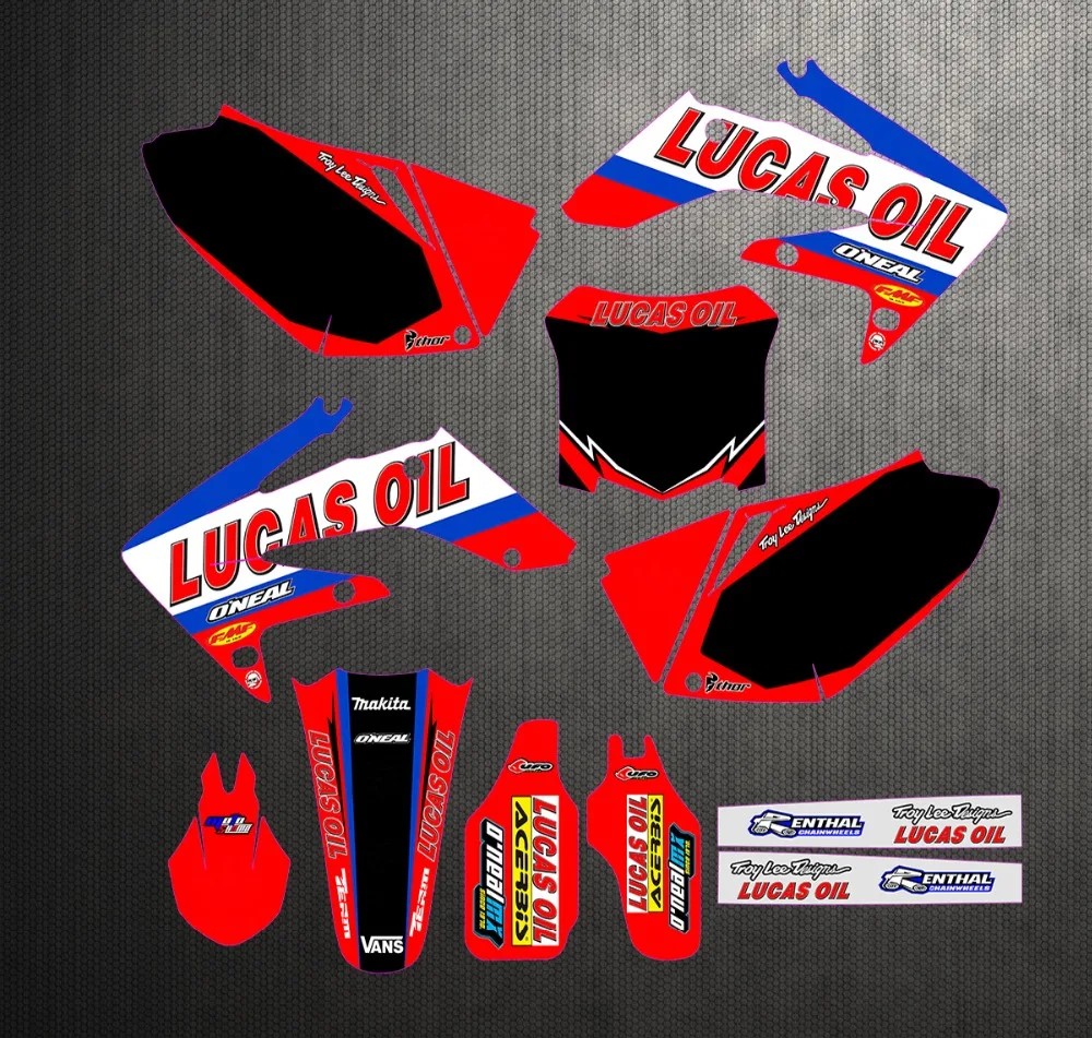 

For Honda CRF250R 04-09 Custom Number Graphics & Backgrounds Full Stickers Kit Decal CRF250 R CRF 250R 2004 2005 2006 - 2009
