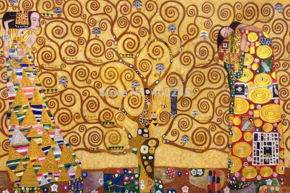

Portrait art oil painting Canvas Gustav Klimt reproduction for living room The Tree of Life High quality hand painted Golden